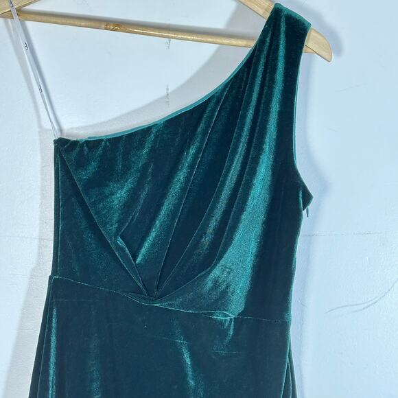 LULUS Candlelit Date Forest Green Velvet One-Shoulder Bodycon Dress Womens S NWT - Picture 4 of 12